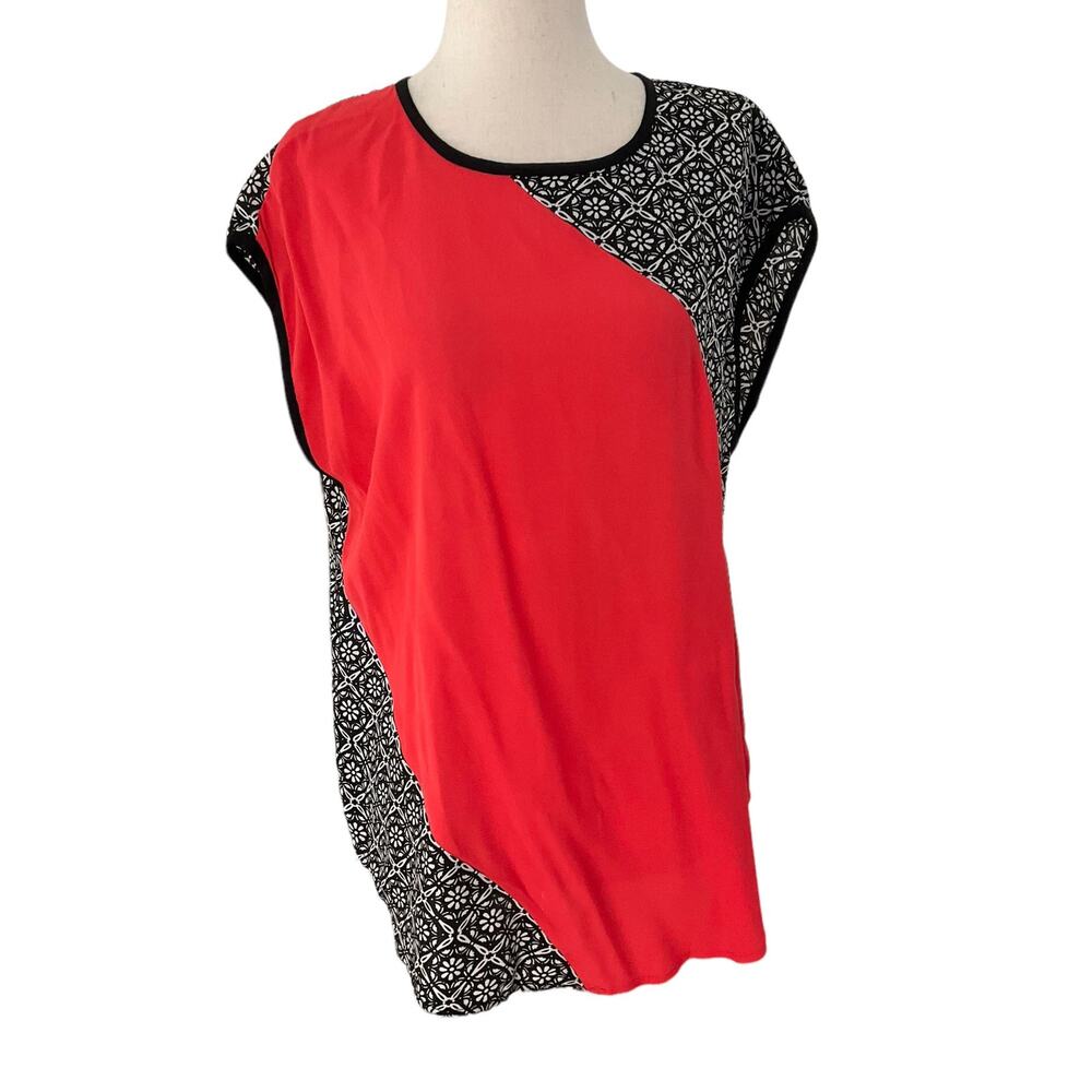 Rachel Roy Orange & Black Round Neck Sleeveless Top Women's Size 8 | 50-20